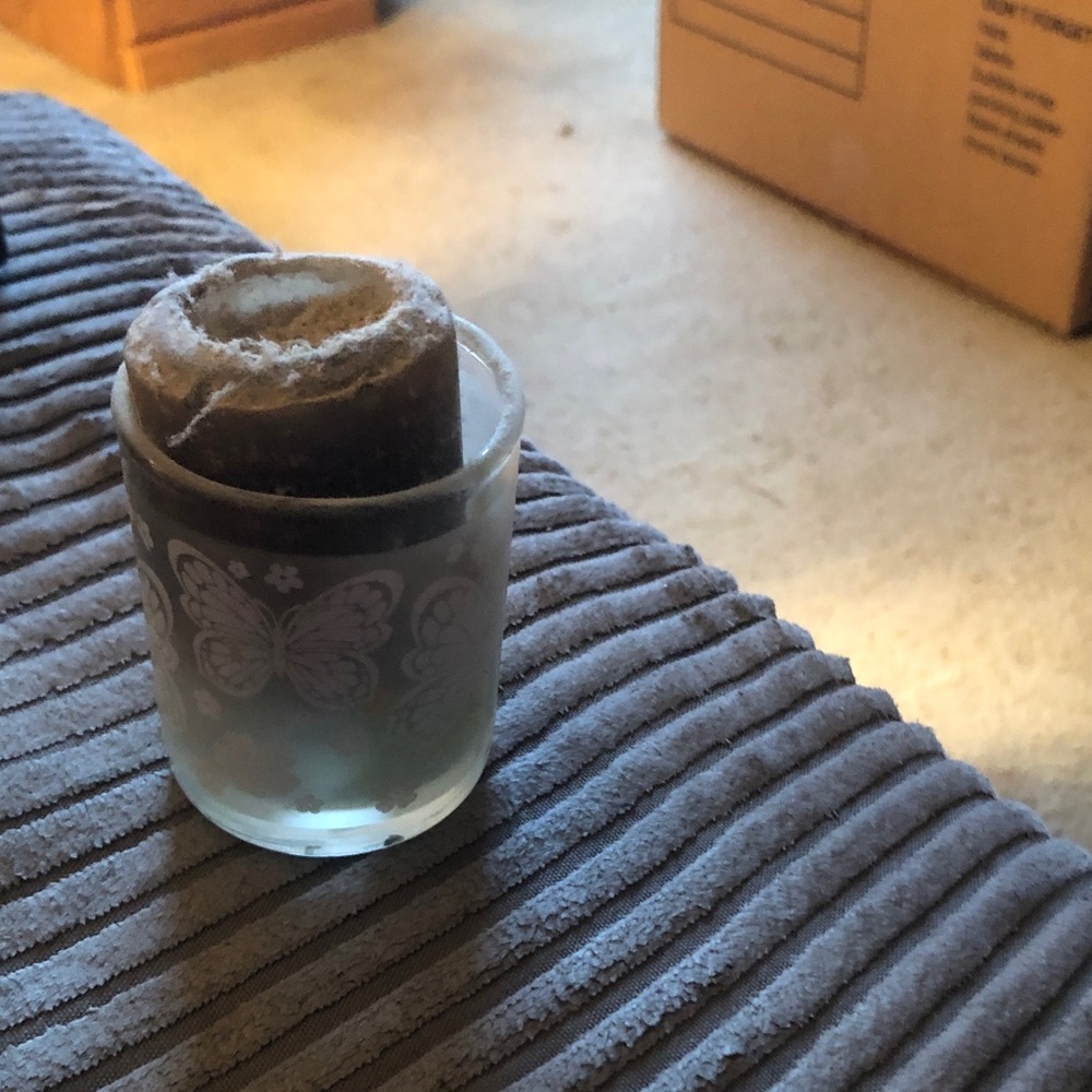 Decorative Frosted Glass Butterfly Candle Holder in Gray